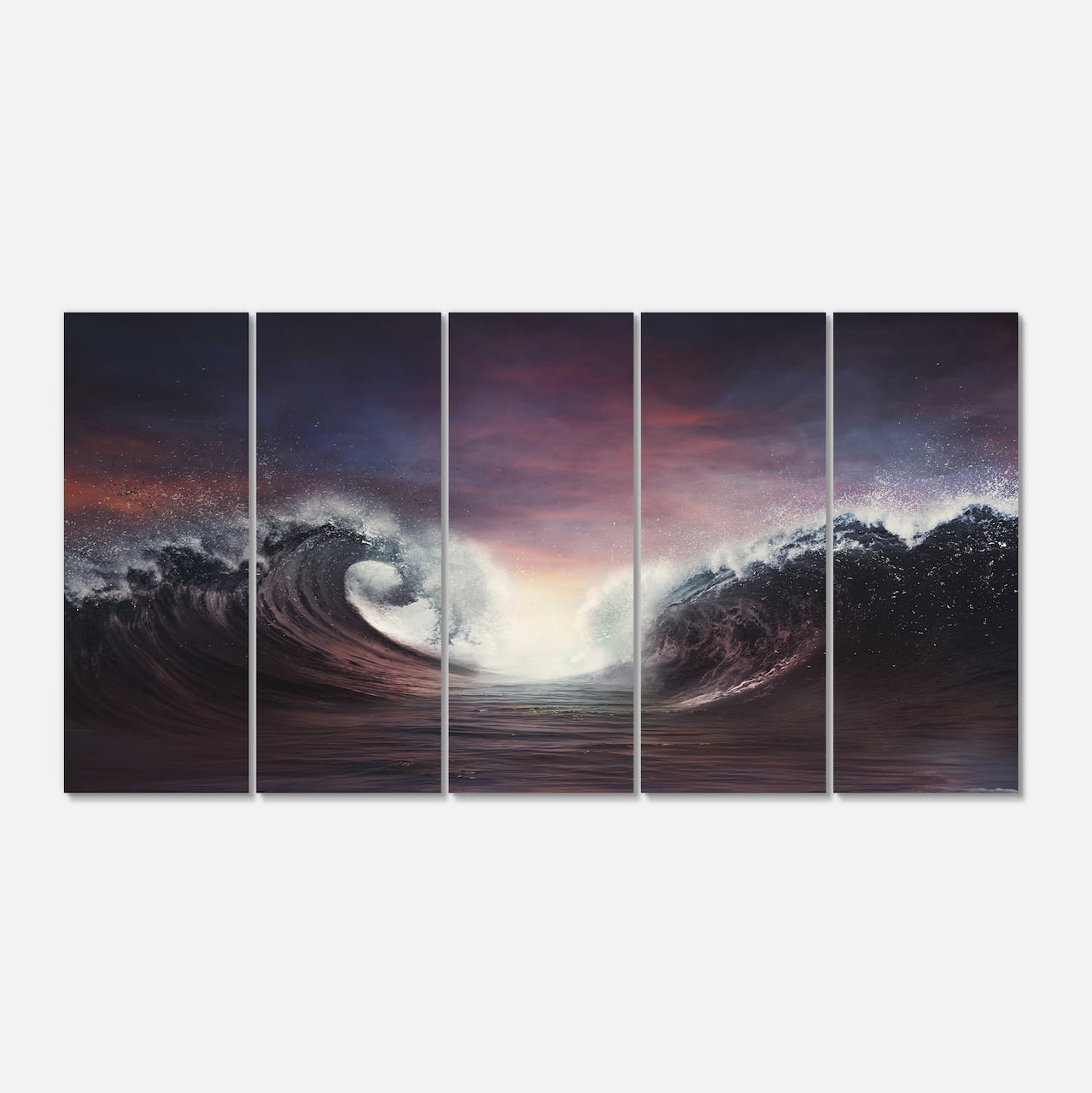 Designart - Dark Parting Ocean with Colorful Clouds - Seascape Canvas Art Print